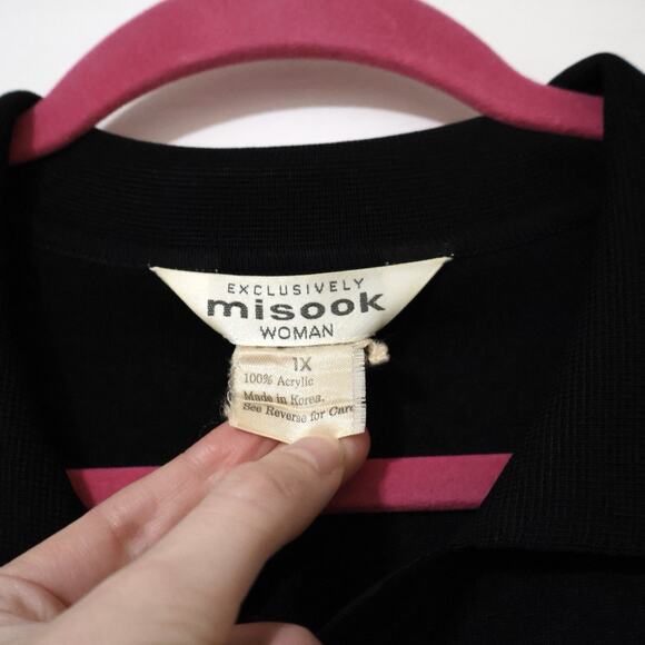 Vintage Misook Black Collared Midi Dress 1X Lagenlook Capsule Wardrobe Office - Picture 5 of 7